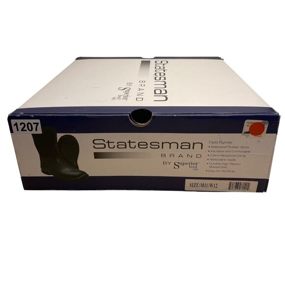 Statesman Unisex Black Rubber Field Runner Waterproof Insulated Boots Sz M11/W12 - Picture 10 of 11